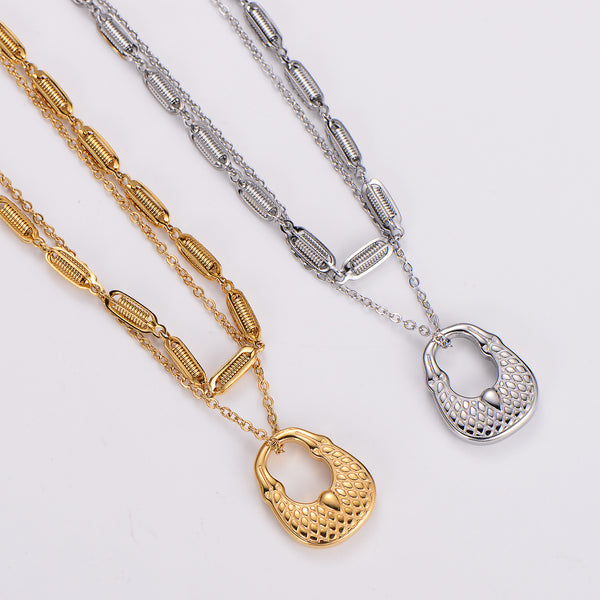 Minimalist Stripe U-Shape Stainless Steel Electroplating Necklaces