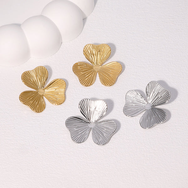 Niche Flower Flower Stainless Steel Electroplating Stud Earrings