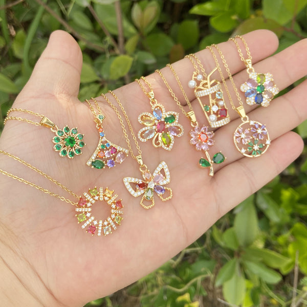 Cute Flower Insect Droplet Copper Electroplating Pendants