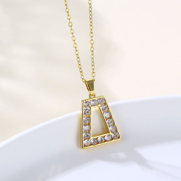 Women Minimalist Geometric Metal Trapezoid Stainless Steel Electroplating Necklaces