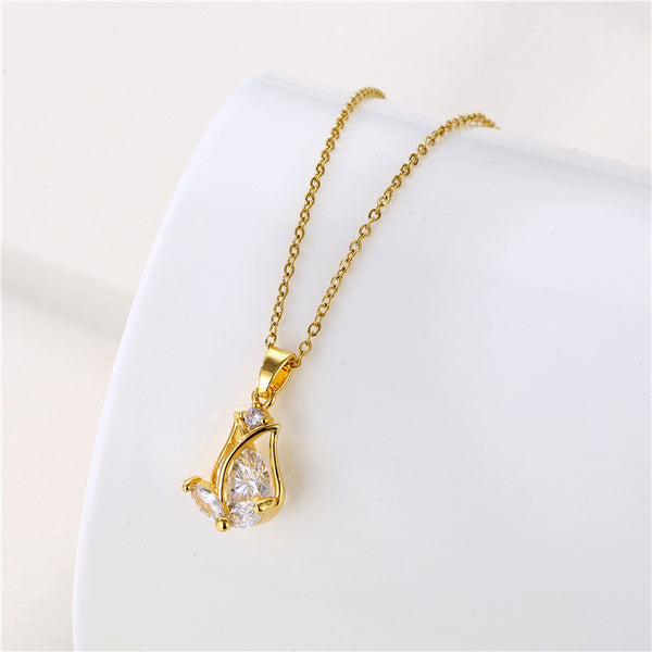 Women Minimalist Geometric Metal Droplet Stainless Steel Electroplating Necklaces