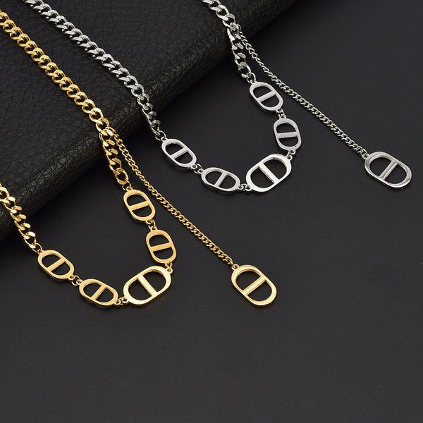 Geometric Titanium Steel 18K Gold Plated Necklaces