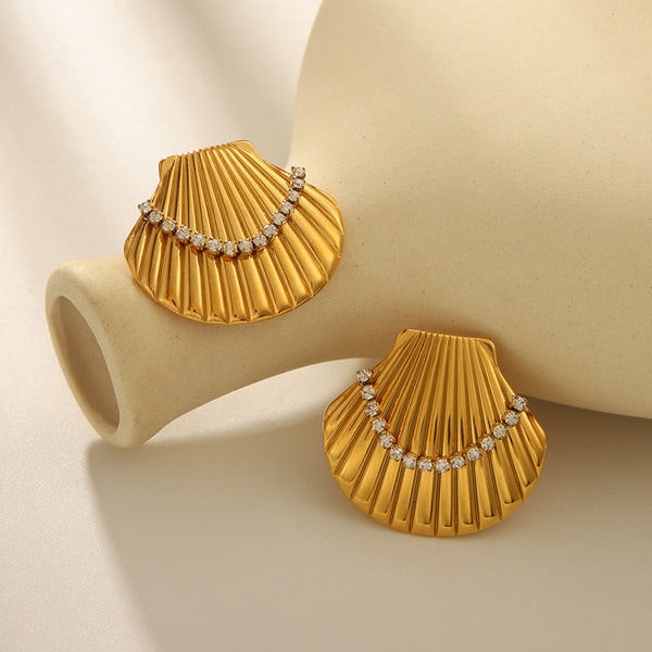 IG Style Shell Geometric Stainless Steel Electroplating Earrings