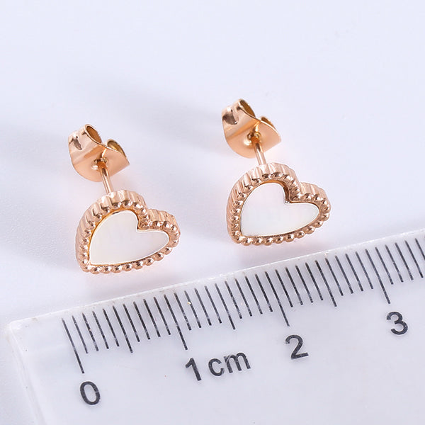 Korean Heart Heart Stainless Steel Electroplating Stud Earrings