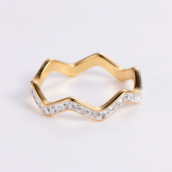 Korean Stainless Steel Diamond Inlay Rings