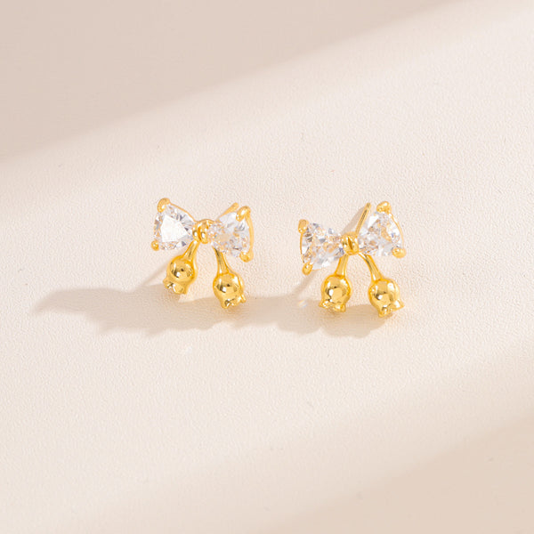 Bowknot Minimalist Geometric Zircon Polishing Earrings