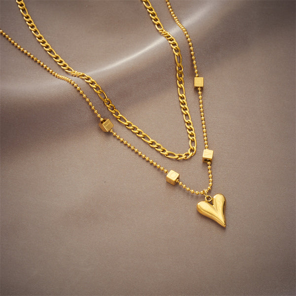 Square Heart Chain Titanium Steel Electroplating Necklaces