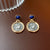 French Round Geometric Alloy Earrings