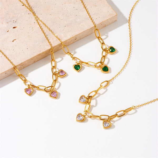 Heart Chain Titanium Steel Electroplating Necklaces