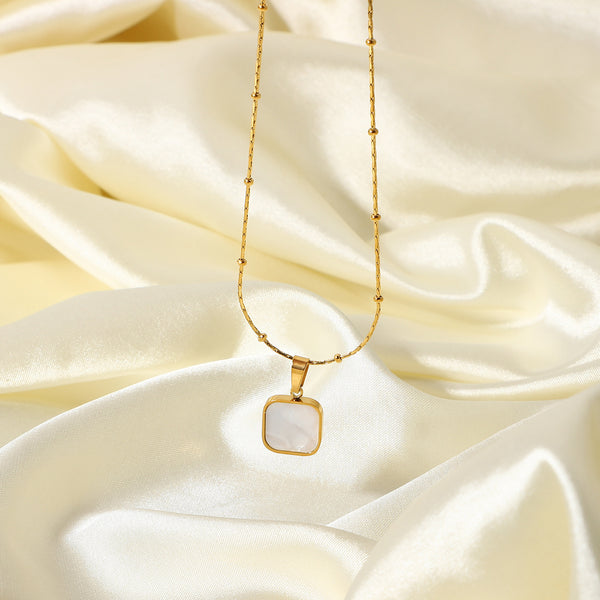 IG Style Shell Geometric Stainless Steel 18K Gold Plated Necklaces