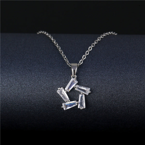 Minimalist Geometric Titanium Steel Diamond Inlay Necklaces