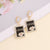 Women Fashion Metal Diamond Square Alloy Oil Dripping Earrings