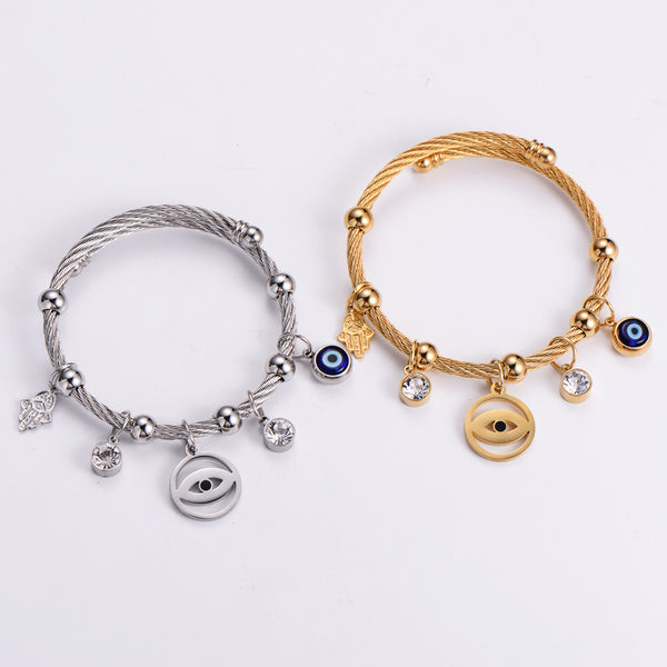 Retro Vintage Eye Titanium Steel Electroplating Bangles