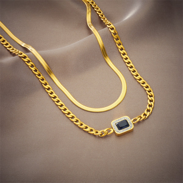 Square Chain Geometric Titanium Steel Electroplating Necklaces