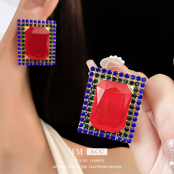 Medieval Square Geometric Alloy Electroplating Earrings