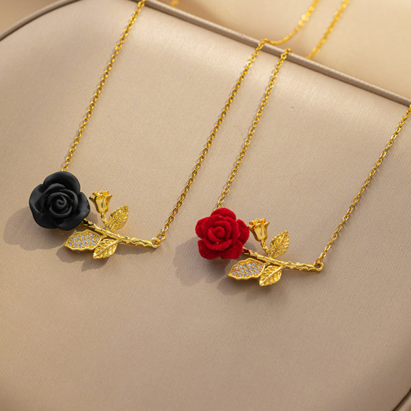 Fashion Rose Titanium Steel Electroplating Necklaces