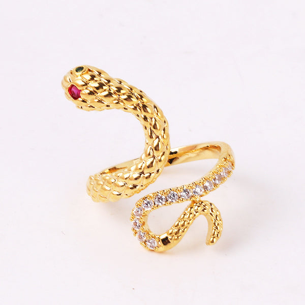 Moderate Luxury Women Snake Chinese Zodiac Animal Copper Electroplating Rings