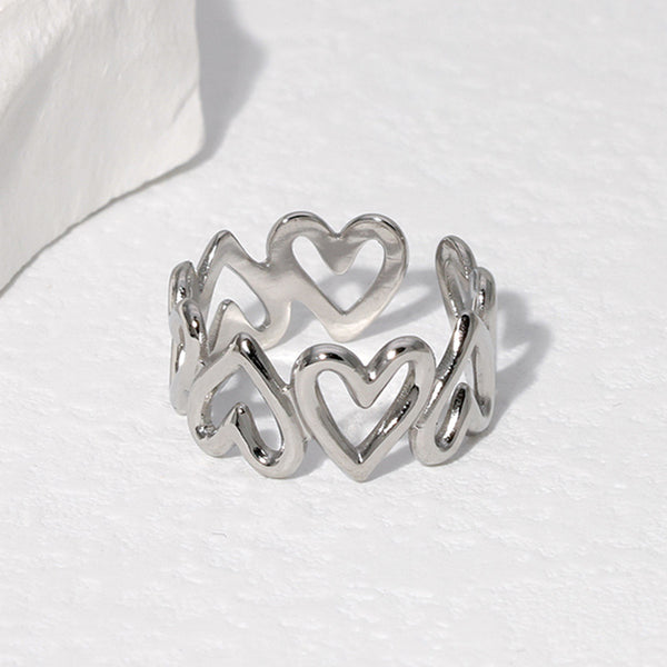 Cute Heart Stainless Steel Electroplating Rings