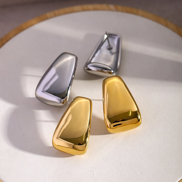 IG Style Quadrilateral Geometric Stainless Steel 18K Gold Plated Earrings