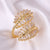 Moderate Luxury Women Leaf Flower Copper Zircon Inlay Rings