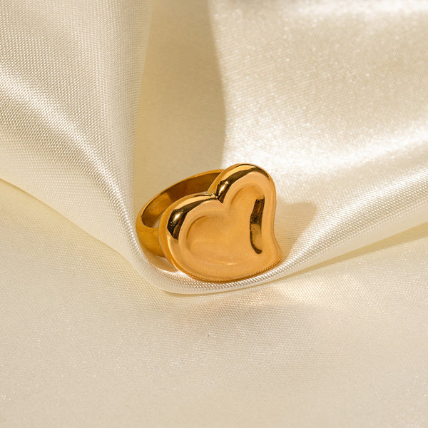 Women IG Style Heart Geometric Stainless Steel 18K Gold Plated Rings