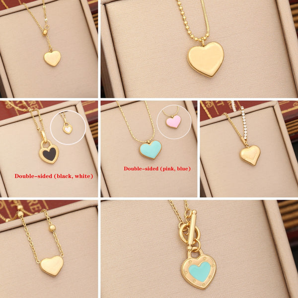 Fashion Heart Stainless Steel Oil Dripping Pendants