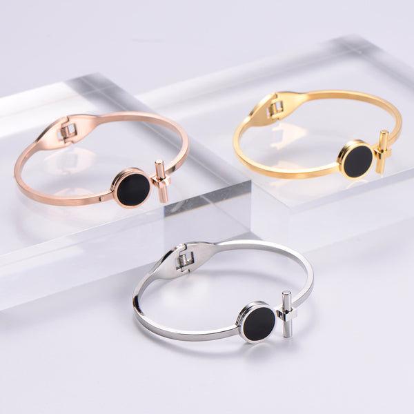 Natural Women Geometric Metal Heart Stainless Steel Bangles