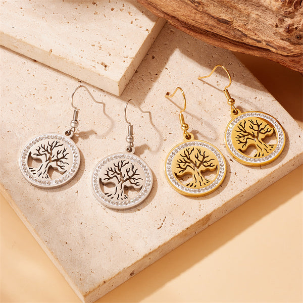 Fashion Tree Stainless Steel Electroplating Earrings