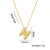 Letter Text Number Titanium Steel 18K Gold Plated Necklaces