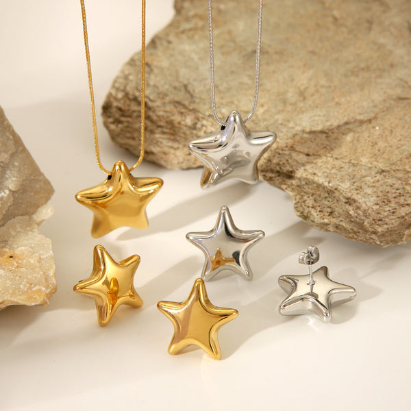 IG Style Pentagram Star Geometric Stainless Steel Electroplating Necklaces