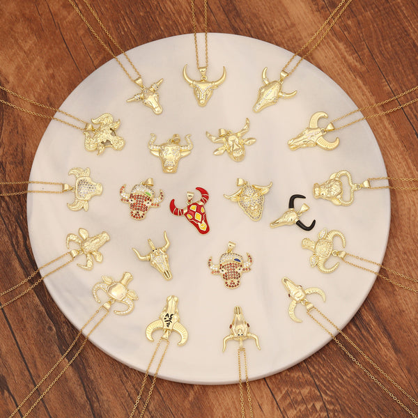 Women Animal Cow Skull Copper Electroplating Pendants