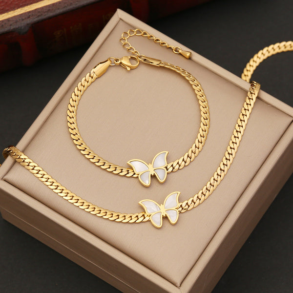 IG Style Butterfly Chinese Zodiac Animal Stainless Steel Electroplating Necklaces