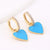 Vintage Retro Women Metal Heart Heart Copper Oil Dripping Earrings