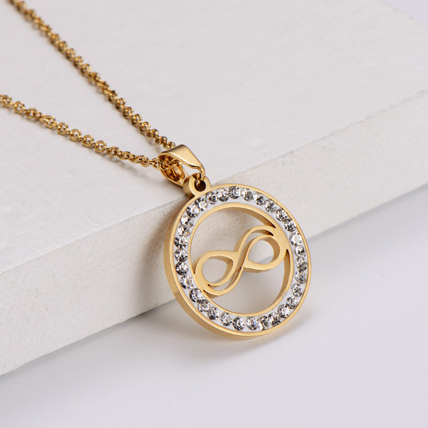 Natural Women Geometric Metal Diamond Zodiac Sign Stainless Steel Electroplating Pendants