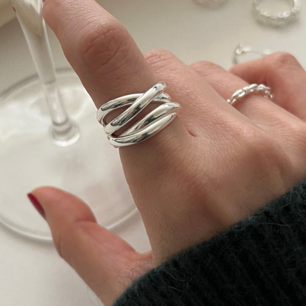 925 Sterling Silver Women IG Style Knitting Heart Silver Silver Plating Rings