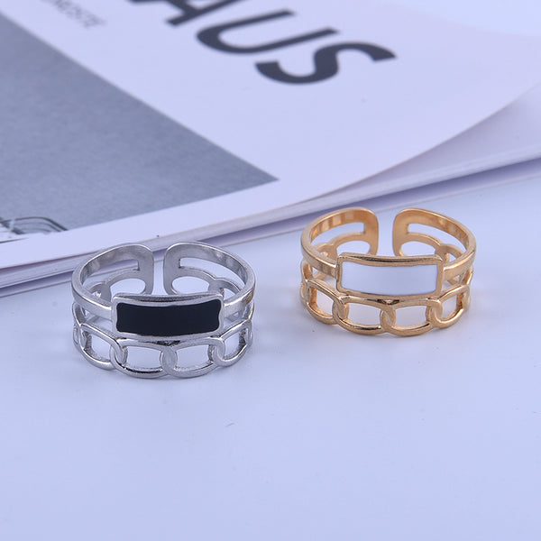 Vintage Retro Ellipse Geometric Titanium Steel Electroplating Rings