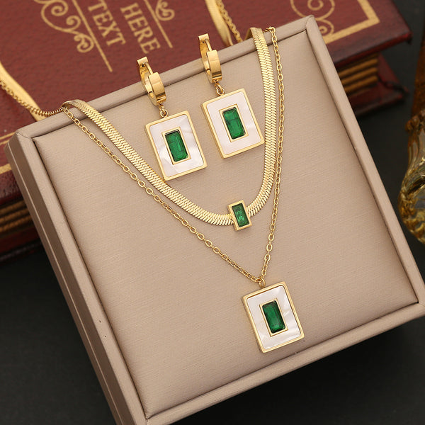 Fashion Quadrilateral Geometric Stainless Steel Electroplating Necklaces