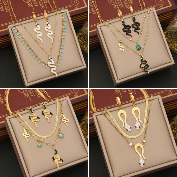 Expressive Snake Stainless Steel Electroplating Necklaces