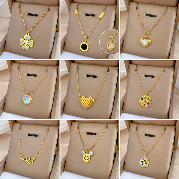 Fashion Geometric Titanium Steel Electroplating Necklaces