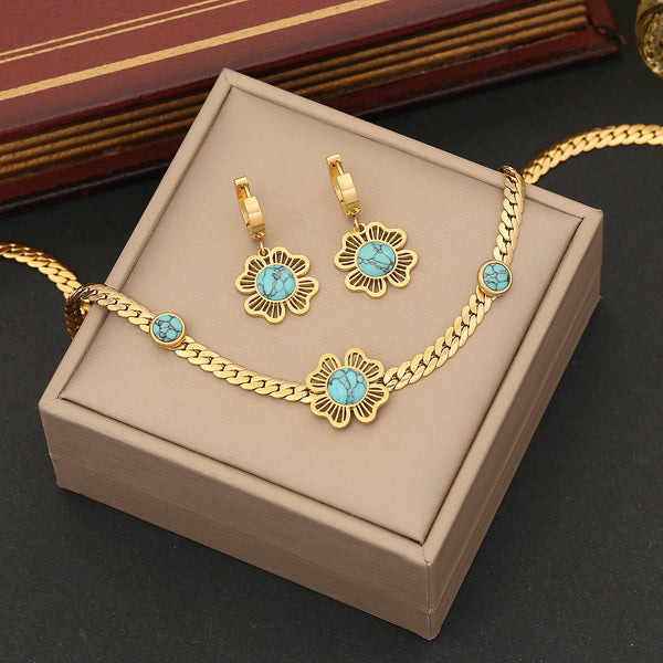 Fashion Flower Stainless Steel Electroplating Necklaces