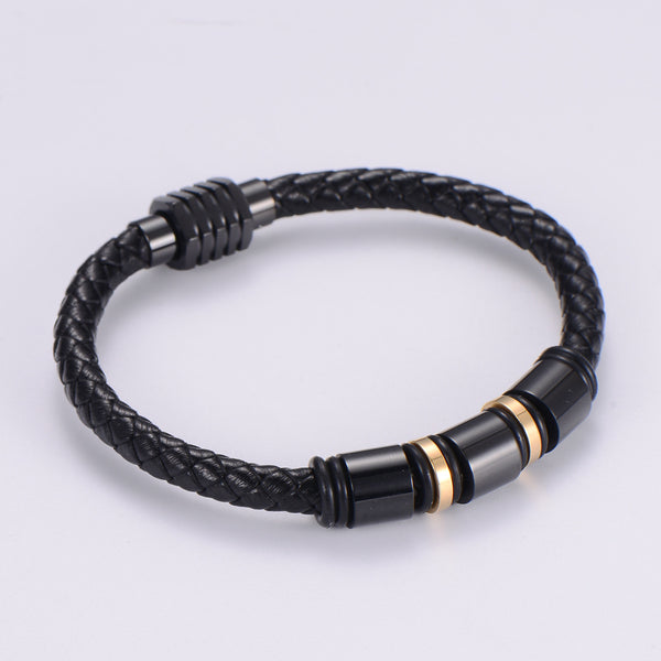 Unisex Minimalist Metal Leather Bangles