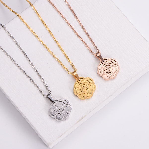 Women Metal Flower Doll Stainless Steel Electroplating Pendants