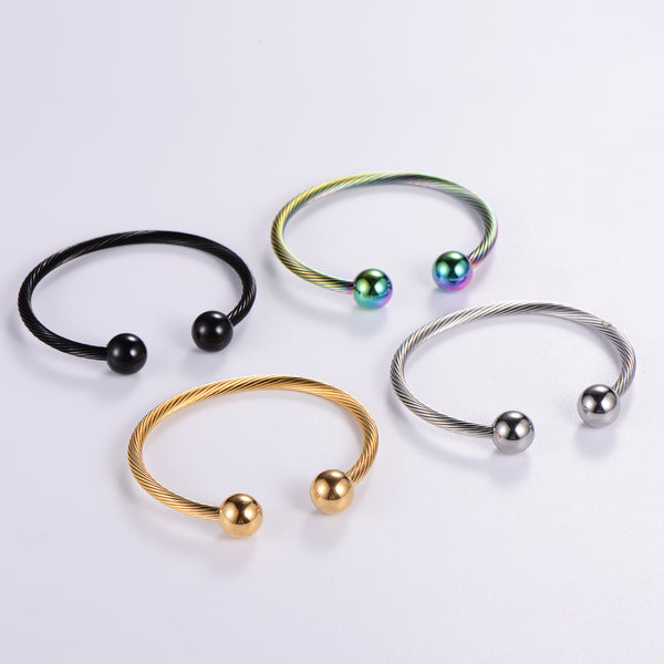 Casual Stripe Circle Round Stainless Steel Electroplating Bangles