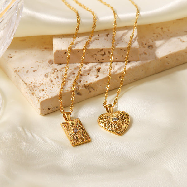 IG Style Heart Geometric Stainless Steel 18K Gold Plated Necklaces