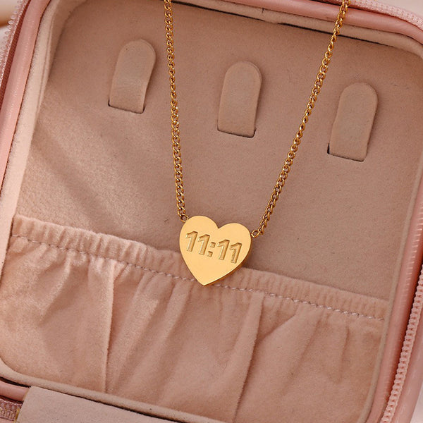 Fashion Heart Number Text Letter Stainless Steel 18K Gold Plated Necklaces