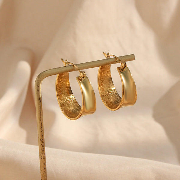 Fashion Ellipse Geometric Stainless Steel 18K Gold Plated Earrings