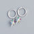 925 Sterling Silver Octagram Star Silver Diamond Inlay Stud Earrings