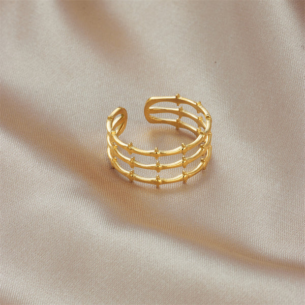 Women Irregular Geometric Titanium Steel Electroplating Rings