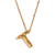 Fashion Letter Number Text Stainless Steel 18K Gold Plated Necklaces