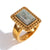 Vintage Fashion Retro Quadrilateral Circle Geometric Stainless Steel 18K Gold Plated Rings